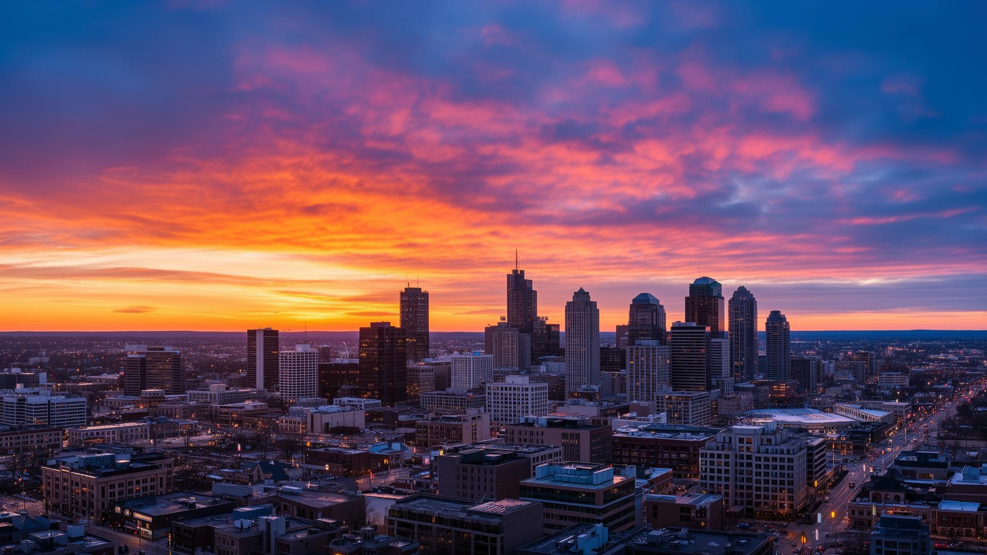 Downtown London Ontario skyline at dusk